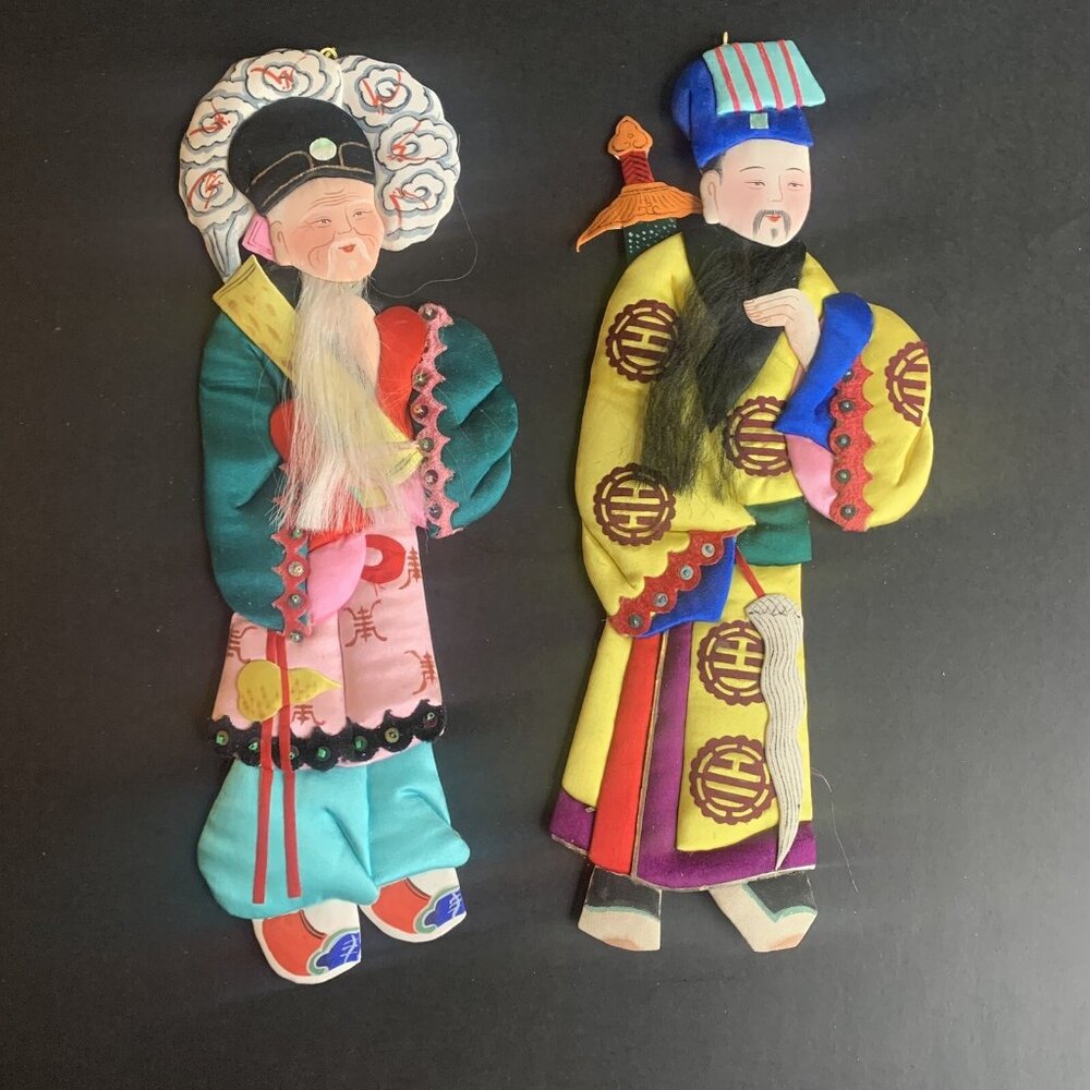 Lu Tung Pin & Chang Kuo Lao  Figure Vintage 12” Taoist Fairy Hong Kong Hand Arts